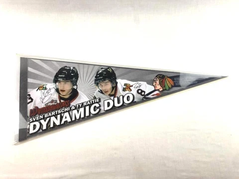 Signed Portland Winter Hawks Pennant Sven Bartschi Ty Rattie WHL Hockey Souvenir Cover