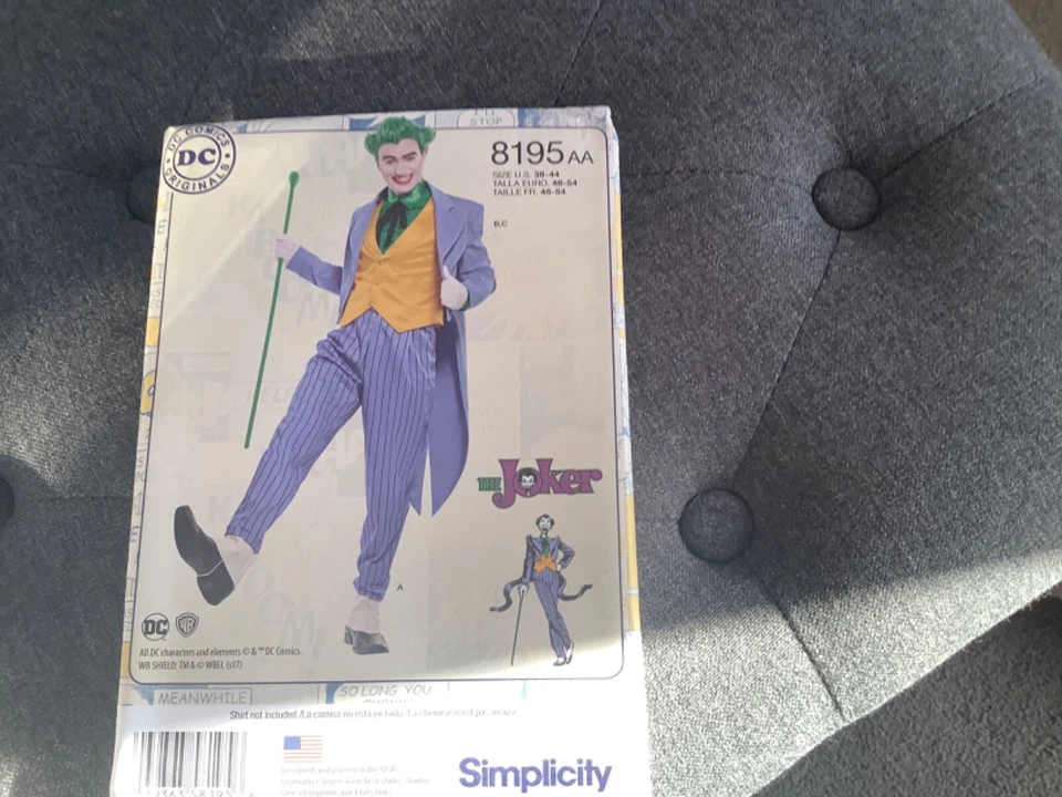 Simplicity Pattern 8195 Men’s DC Comics The Joker Size 48-54 Brand New Uncut - Image 1 of 1