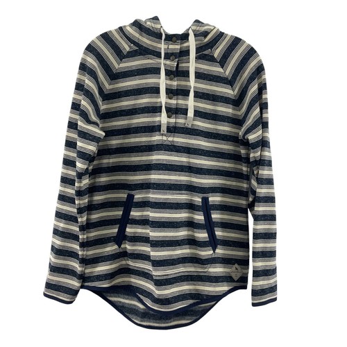 OFF WHITE Felpa donna M blu panna a righe pullover poliestere con cappuccio usata