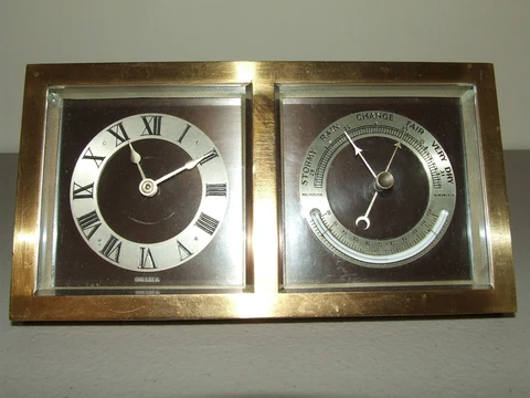 Antique Working 1929 CHELSEA CLOCK CO Art Deco Bronze Clock & Barometer Desk Set Cover