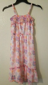 Dressy Adorable Girl's SELF ESTEEM Size 8 Dress Floral sheer Shell Hi-Low Hem - Picture 1 of 11