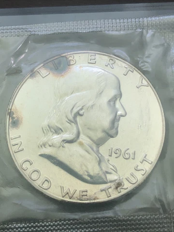 1961 Proof Franklin Half Dollar from Proof Set - 90% Silver Cover