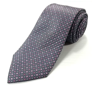 Calvin Klein Luxury Tie Pink Gray Geometric Micropattern Woven Silk Necktie - Picture 1 of 8