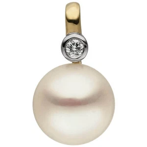Colgante de Perlas Agua Dulce Blanco Crema & Brillante 0,03 Qt. W / Si 585 Oro - Imagen 1 de 1