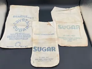 Lot (3) VTG Sugar Bags Salt Lake, UT Rocky Ford, CO 10 & 5 Lb American Farms - Picture 1 of 5