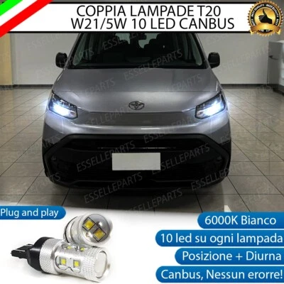 COPPIA LUCI DIURNE DRL LED T20 CANBUS TOYOTA PROACE CITY RESTYLING 6000K BIANCO - Immagine 1 di 4