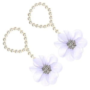 One Pair of Baby Girl Pearl Chiffon Foot Flower Shoes Barefoot Sandals - Picture 1 of 5