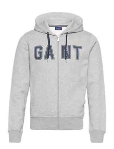 Gant Logo Full Zip Sweat Hoodie Grey Melange XL - Picture 1 of 8