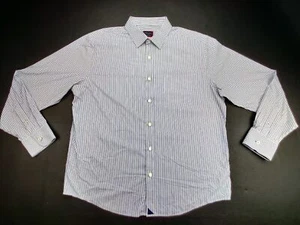 Untuckit Men's XL Blue/White Striped Button Down Long Sleeve Shirt - Picture 1 of 9