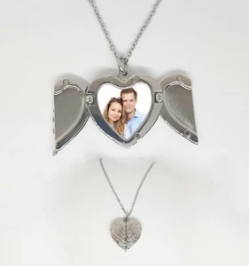 Collana PERSONALIZZATA Forma Cuore Ali Angelo Serraglio Regalo con foto - Foto 1 di 3