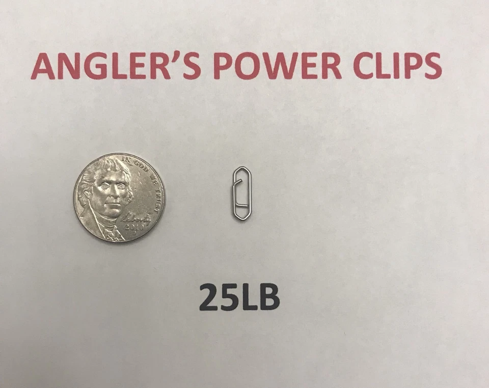 Anglers Power Clips Paperclip Fishing Lure Fast Snap 25 BULK pack 25lb USA - Image 1 of 1