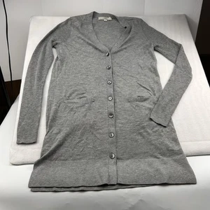 Ann Taylor LOFT Women’s S Gray Button-Up Cardigan Sweater Tunic Long Sleeve - Picture 1 of 9