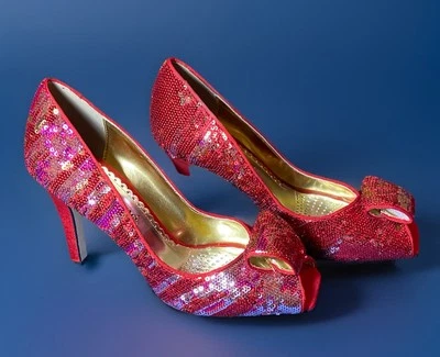  Bomba de tacón alto J. Renee lentejuelas rojas con detalles dorados plateados fucsia tacón rojo 8,5 M Foto 1 de 4