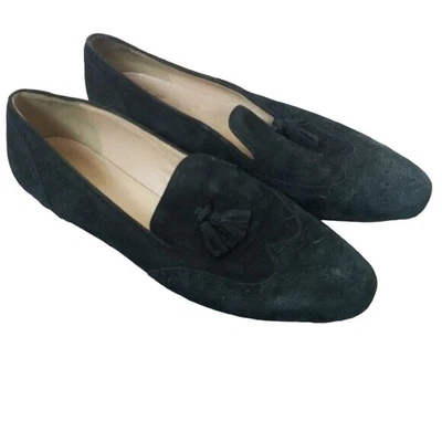 J. Mocasines Crew Mujer 9.5 Negro Gamuza Borla Sin Cordones Planos Clásicos Minimalistas Foto 1 de 4