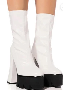 AZALEA WANG TATI CHUNKY BOOT IN WHITE NEW SZ 11 - Picture 1 of 4