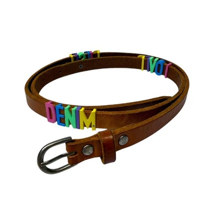 Diesel Mujer Cuero Marrón Cinturón DIESEL DENNIM LOVER Multicolor Logo Lujo Italia Foto 1 de 4