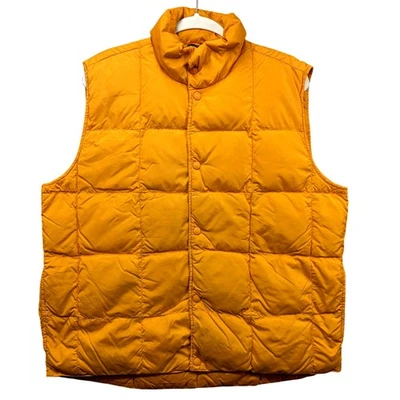 L.L.Bean Vintage Goose Down Puffer Vest Mens Large Orange Quilted Snap Front - Image 1 of 4