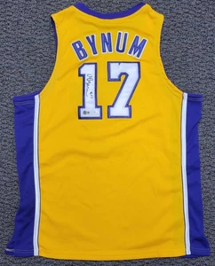 Camiseta deportiva local grande firmada por Andrew Bynum de Los Angeles Lakers Adidas talla 52 BAS & GA - Imagen 1 de 5