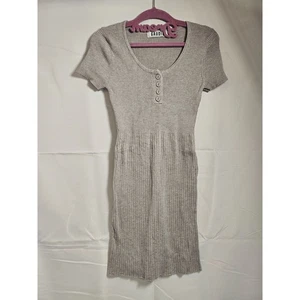 Gaudie Kurzarm Strick Ripp Body Minikleid Damen Sommer Grau Größe S - Bild 1 von 12