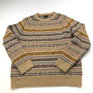 J.Crew Medium Fair Isle Lambswool Pullover Crew Neck Sweater Braun NEUWERTIG AF188 - Bild 1 von 11
