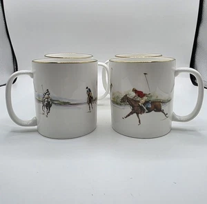 4 Vintage Ralph Lauren 1983 Fine English Bone China Polo Scene England PFI - Picture 1 of 13