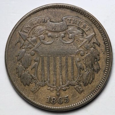 1865 Two Cent Piece AU E131 KWNE - Image 1 of 2
