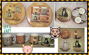 NUOVE SCATOLE 8pz DAVID CARTER MARRONE 4 TAZZE 4 INSALATA PIATTI DESERTO SAKURA GATTI REGALO - Foto 1 di 12