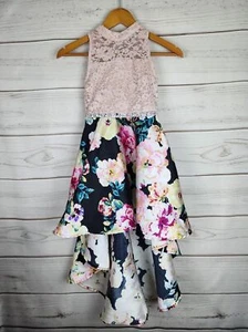 Speechless Kids Lace Floral High Low Rhinestone Dress Girls Size 7 - Picture 1 of 6