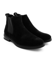 Scarpe Uomo Stivali Effetto Scamosciato Tinta Unita Nero Stivaletti Eleganti ...
