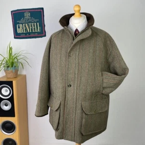 GRENFELL Men’s TWEED Field Coat Shooting Hunting English VINTAGE Jacket (XL) - Picture 1 of 21