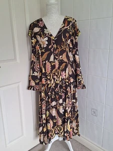 Ladies H&M Black Floral Long Sleeve Dress Size Small (UK 8-10) - Picture 1 of 9