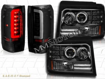 FAROS PROYECTOR FORD BRONCO F150/F250/F350 92-96 NEGRO L.E.D.  + LUCES TRASERAS Foto 1 de 4