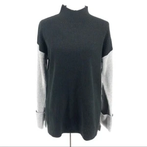 Calvin Klein Black and Grey Color Block Mock Turtleneck Sweater - Picture 1 of 8