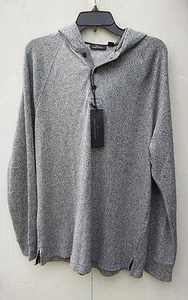 MEN'S MARC ANTHONY SIZE LARGE GREY, LONG SLEEVE, HOODED, PARTIAL BUTTON SWEATER - Picture 1 of 4