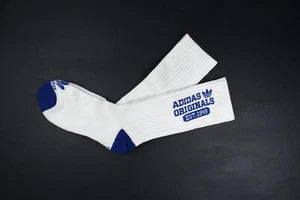 adidas Men white with blue logo Prep crew socks size L - Picture 1 of 5