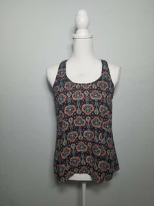 Hollister Blue & Red Printed Sleeveless Top Pleated Back Blouse Size Small. - Picture 1 of 8