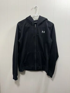 Under Armour youth large black sweatshirt hooded full zip EUC H4 - Picture 1 of 6