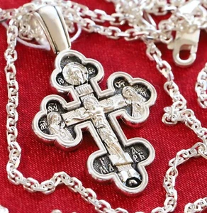 Collar Cruz Cuerpo Cristiano Bautismo Cadena Ancla. Ortodoxo griego ruso - Imagen 1 de 3