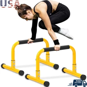 Heavy Duty Push Up Bars Steel Parallettes Dip Bar Foam Handle Home Gym Workout - Picture 1 of 9