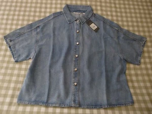 NWT COUNTRY ROAD "Light Denim" Button Detail S/Sleeve Shirt - size 16Aus 14/16UK - Picture 1 of 9