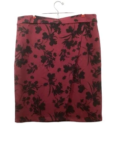 liz claiborne skirt 12 Burgundy Scuba Knit faux Wrap Pencil Stretch Office NEW - Picture 1 of 6