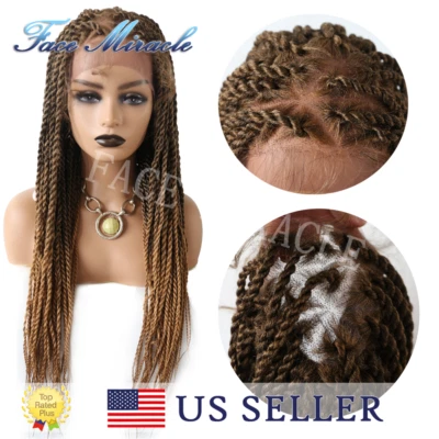 Peluca trenzada de caja para mujer negra frente de encaje con trenzas de cabello de bebé pelucas sintéticas Foto 1 de 4