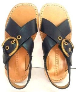 Marc Jacobs Patti Buckled Criss Cross Black Leather Sandals Sz 5.5 (35) MRSP$325 - Bild 1 von 10