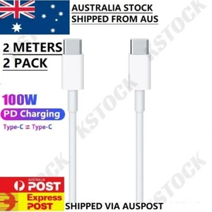 2x 2 METER Type C to USB-C PD Cable Fast Charging Charg For iPhone 16 15 Samsung - Picture 1 of 4