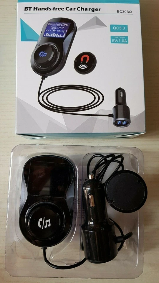 trasmettitore FM SONRU auto display usb scheda SD bluetooth vivavoce come NUOVO! - Immagine 1 di 1