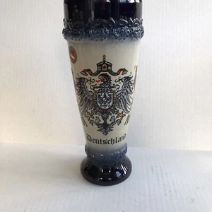 Original King German Beer Stein Deutschland Coat Of Arms Flags Hand Painted 9” - Picture 1 of 5