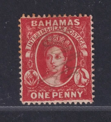 Bahamas Scott 20 Used 1982 1d Vermilion Victoria Perf 14 Crown CA SCV $75 - Image 1 of 2