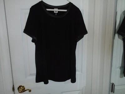 Top con ribete de cuero sintético negro Anne Klein talla XL Foto 1 de 3
