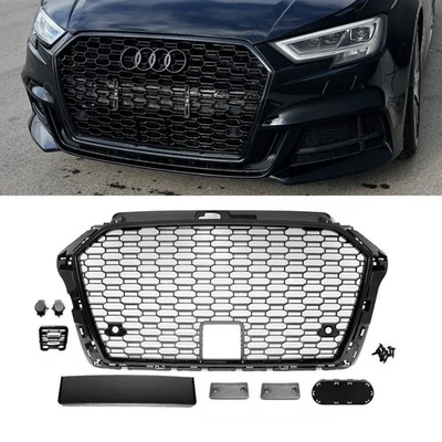 Radiator grille honeycomb grill PDC black gloss fits Audi A3 8V facelift not RS3 - Image 1 of 4