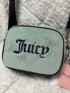 Sac pour appareil photo Juicy Couture bleu sarcelle Wingin’ It avec papillons strass neuf avec étiquette - Photo 1/11
